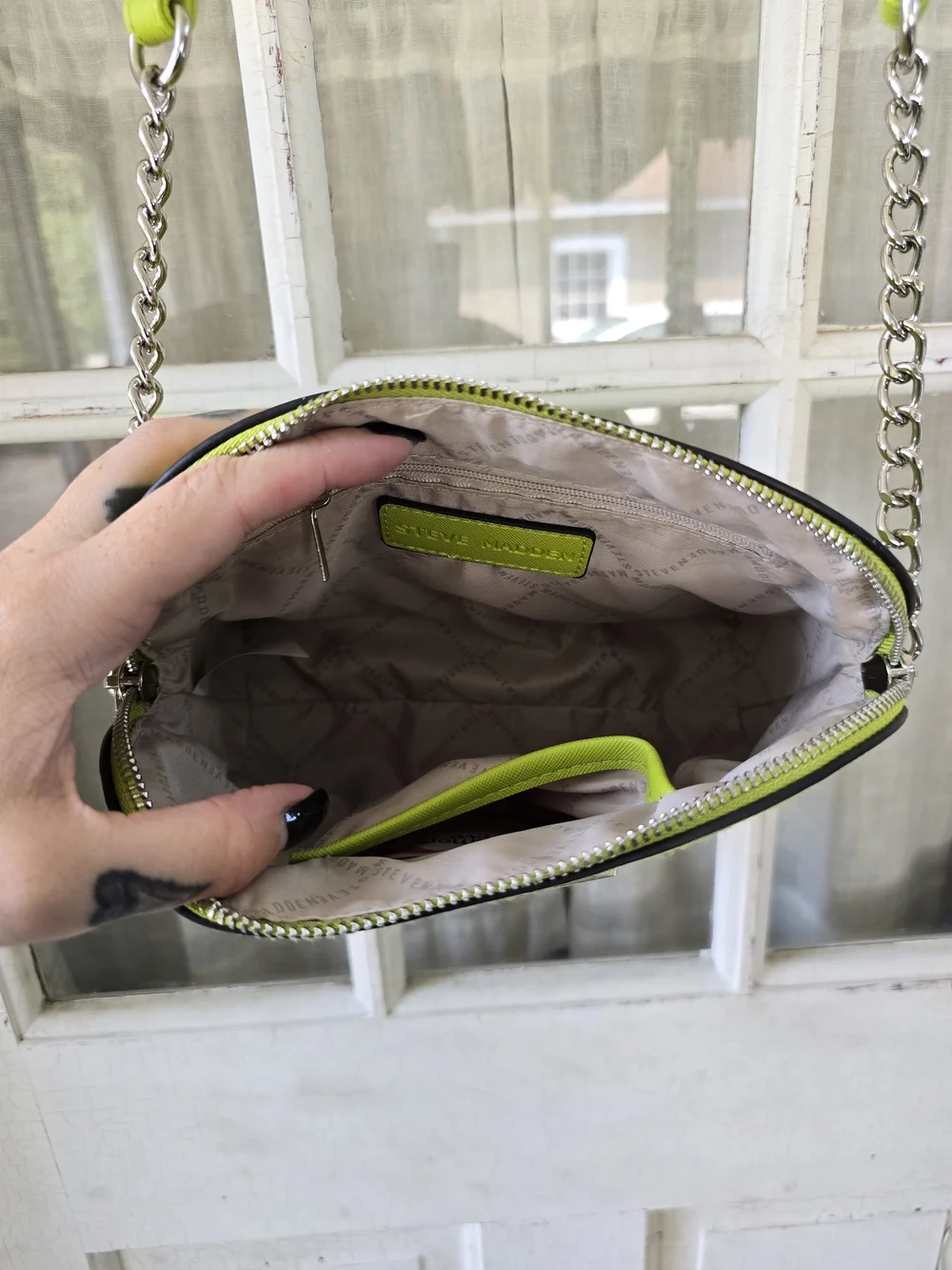 Steve Madden Neon Lime Crossbody with Chain Detail